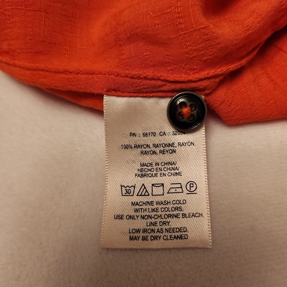 Anthro Maeve Coral Orange Button Down Sleeveless Blouse Size 0 - Picture 8 of 9
